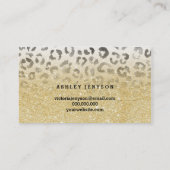 Makeup kunstenaar faux gold glitter leopard waterv visitekaartje (Achterkant)