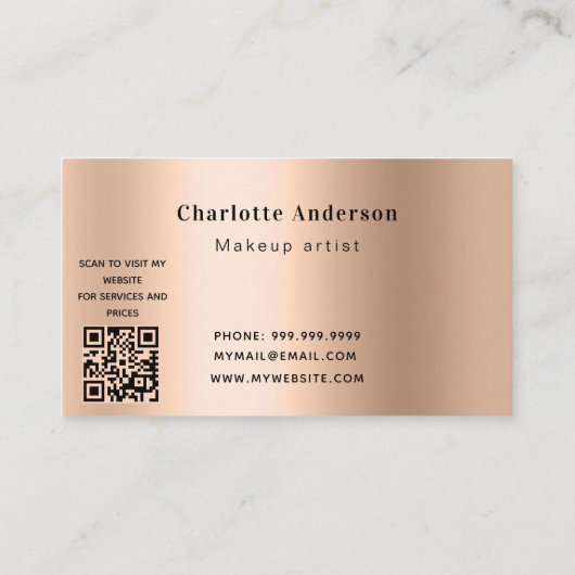 Makeup kunstenaar foto schoonheid QR code Visitekaartje (Achterkant)
