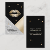 Makeup kunstenaar Gold Lips Modern Geometric Salon Visitekaartje (Voorkant / Achterkant)