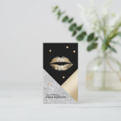 Makeup kunstenaar Gold Lips Modern Geometric Salon Visitekaartje (Staand voorkant)