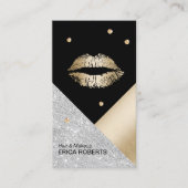 Makeup kunstenaar Gold Lips Modern Geometric Salon Visitekaartje (Voorkant)