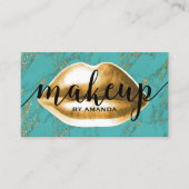 Makeup kunstenaar Gold Lips Modern Turquoise Marbl Visitekaartje (Voorkant)