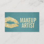 Makeup kunstenaar Gold Lips Modern Turquoise Visitekaartje (Voorkant)