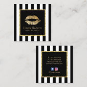 Makeup kunstenaar Gold Lips Salon Modern Stripes Vierkante Visitekaartje (Voorkant / Achterkant)