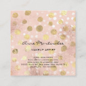 Makeup kunstenaar Gold Polka Dots geborsteld metaa Vierkante Visitekaartje (Achterkant)