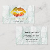 Makeup kunstenaar goudlippen salon schoonheidsmarm visitekaartje (Voorkant / Achterkant)
