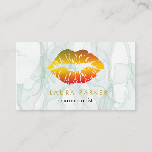 Makeup kunstenaar goudlippen salon schoonheidsmarm visitekaartje (Voorkant)