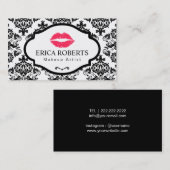 Makeup kunstenaar klassieke Damask Elegant Red Lip Visitekaartje (Voorkant / Achterkant)