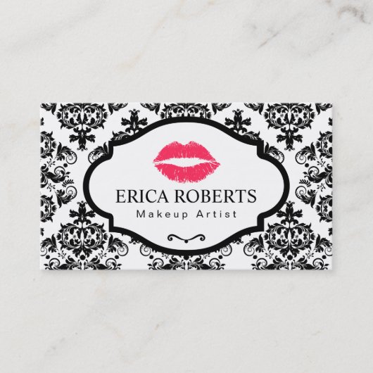 Makeup kunstenaar klassieke Damask Elegant Red Lip Visitekaartje (Voorkant)