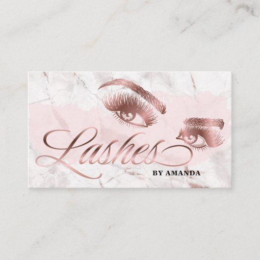 Makeup kunstenaar Lash Eyebrow Lashes Marble Roos  Visitekaartje (Voorkant)