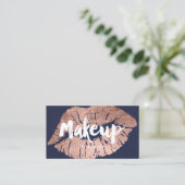 Makeup kunstenaar lippen roos gouden typografie bl visitekaartje (Staand voorkant)