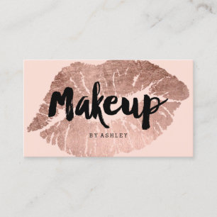 Makeup kunstenaar lippen roos gouden typografie bl visitekaartje