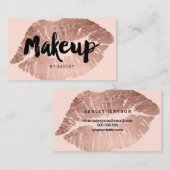 Makeup kunstenaar lippen roos gouden typografie bl visitekaartje (Voorkant / Achterkant)