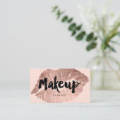 Makeup kunstenaar lippen roos gouden typografie bl visitekaartje (Staand voorkant)
