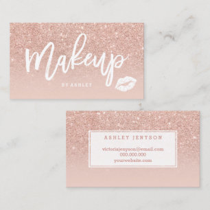 Makeup kunstenaar lippen typografie blauw roos gou visitekaartje
