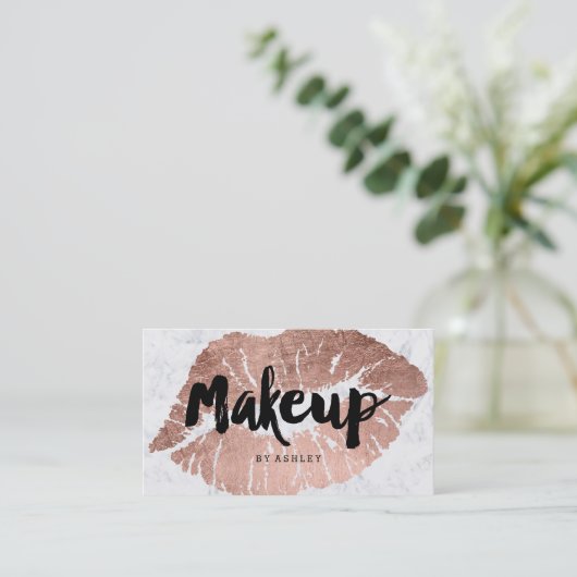Makeup kunstenaar lips roos gouden marteling visitekaartje (Staand voorkant)
