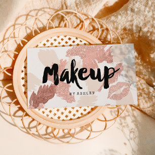 Makeup kunstenaar lips roos gouden script pushstro visitekaartje