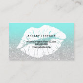 Makeup kunstenaar lips typografie zilverglitter bl visitekaartje (Achterkant)