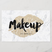 Makeup kunstenaar lipt licht gouden tekenmarmer flyer (Voorkant)