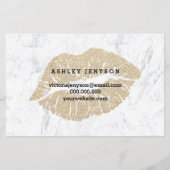 Makeup kunstenaar lipt licht gouden tekenmarmer flyer (Achterkant)