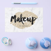 Makeup kunstenaar lipt licht gouden tekenmarmer flyer (Enkel)