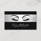 Makeup kunstenaar Modern Black & Silver Salon Visitekaartje (Voorkant)