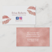 Makeup kunstenaar modern Roos Gold Lips Beauty Sal Visitekaartje (Voorkant / Achterkant)