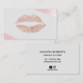Makeup kunstenaar modern Roos Gold Lips Beauty Sal Visitekaartje (Voorkant / Achterkant)