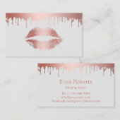 Makeup kunstenaar modern Roos Gold Lips Beauty Sal Visitekaartje (Voorkant / Achterkant)