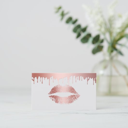 Makeup kunstenaar modern Roos Gold Lips Beauty Sal Visitekaartje (Staand voorkant)
