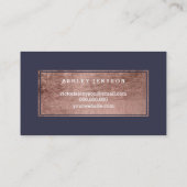 Makeup kunstenaar modern roos goud typografie blau visitekaartje (Achterkant)