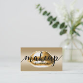 Makeup kunstenaar moderne goudlips Beauty Salon Visitekaartje (Staand voorkant)