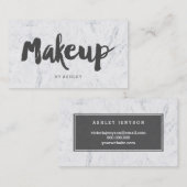 Makeup kunstenaar moderne grijze typografie marmer visitekaartje (Voorkant / Achterkant)