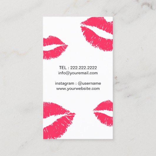 Makeup kunstenaar moderne rode lips elegant schoon visitekaartje (Achterkant)