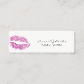 Makeup kunstenaar moderne roze glitter lips elegan mini visitekaartje (Voorkant)