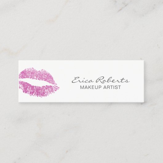 Makeup kunstenaar moderne roze glitter lips elegan mini visitekaartje (Voorkant)