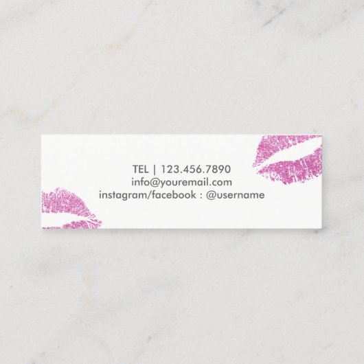 Makeup kunstenaar moderne roze glitter lips elegan mini visitekaartje (Achterkant)