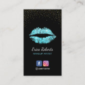 Makeup kunstenaar moderne Turquoise Glitter Lips S Visitekaartje (Voorkant)