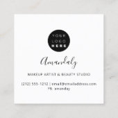 Makeup kunstenaar Nail Logo roze druppels Holograa Vierkante Visitekaartje (Achterkant)