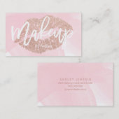 Makeup kunstenaar roos gold glitter lips roze scri visitekaartje (Voorkant / Achterkant)