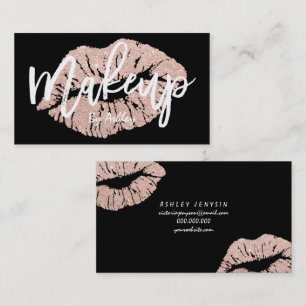 Makeup kunstenaar roos goud glitter lips typografi visitekaartje