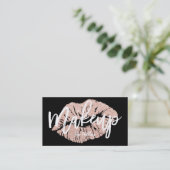 Makeup kunstenaar roos goud glitter lips typografi visitekaartje (Staand voorkant)