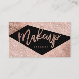 Makeup kunstenaar roos gouden kleurenbloktypografi visitekaartje