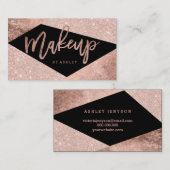 Makeup kunstenaar roos gouden kleurenbloktypografi visitekaartje (Voorkant / Achterkant)