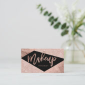 Makeup kunstenaar roos gouden kleurenbloktypografi visitekaartje (Staand voorkant)