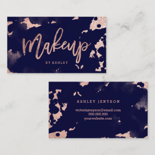Makeup kunstenaar roos gouden marineblauwe waterve visitekaartje