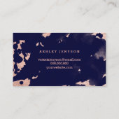 Makeup kunstenaar roos gouden marineblauwe waterve visitekaartje (Achterkant)