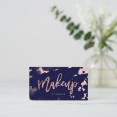 Makeup kunstenaar roos gouden marineblauwe waterve visitekaartje (Staand voorkant)