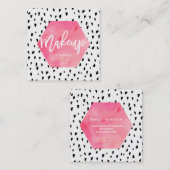 Makeup kunstenaar roze waterverf zwarte haarpunten vierkante visitekaartje (Voorkant / Achterkant)