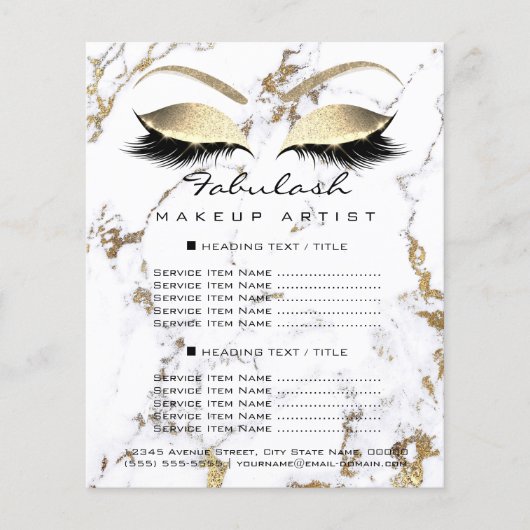 Makeup kunstenaar Salon Marble Eye Glitter Price F Flyer (Voorkant)